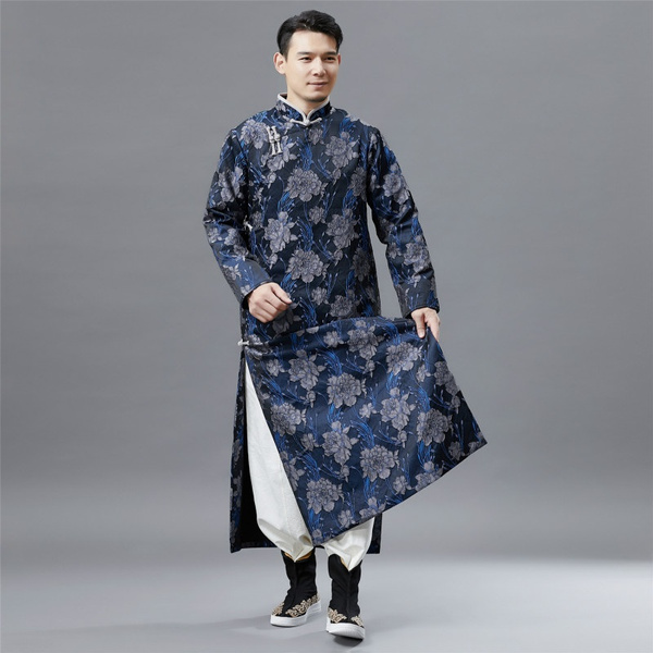 Men Chinese Tang Dress Qipao Robe Kung ...